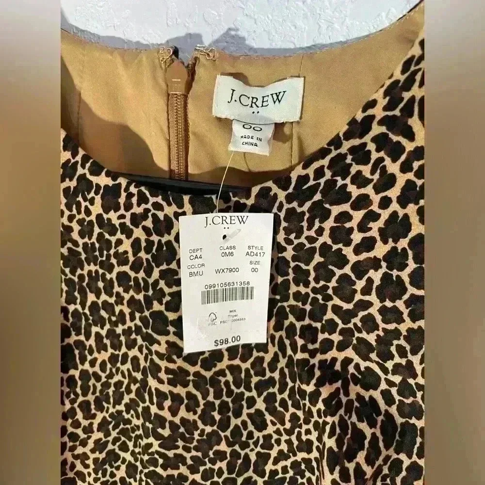 J Crew Leopard Print Sleeveless Dress size 00